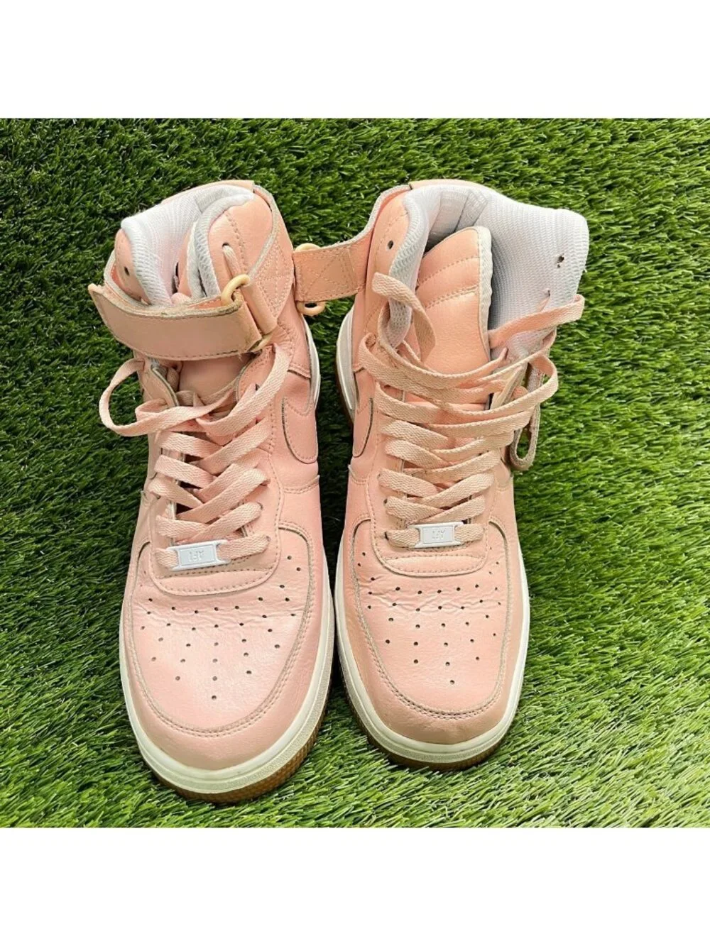 Nike Air Force 1 High Mens Size 9.5 Pink White Athletic Leather Shoes Sneakers